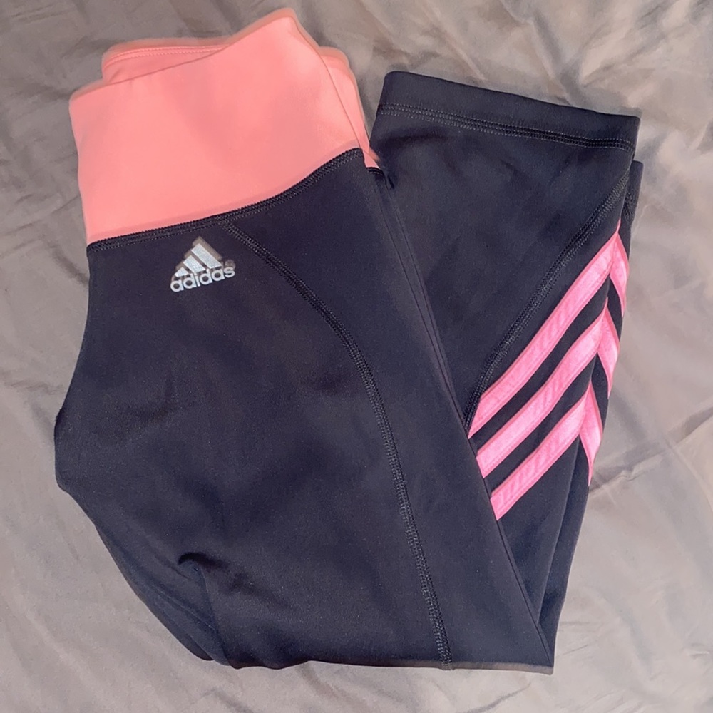 Grey and pink adidas capri